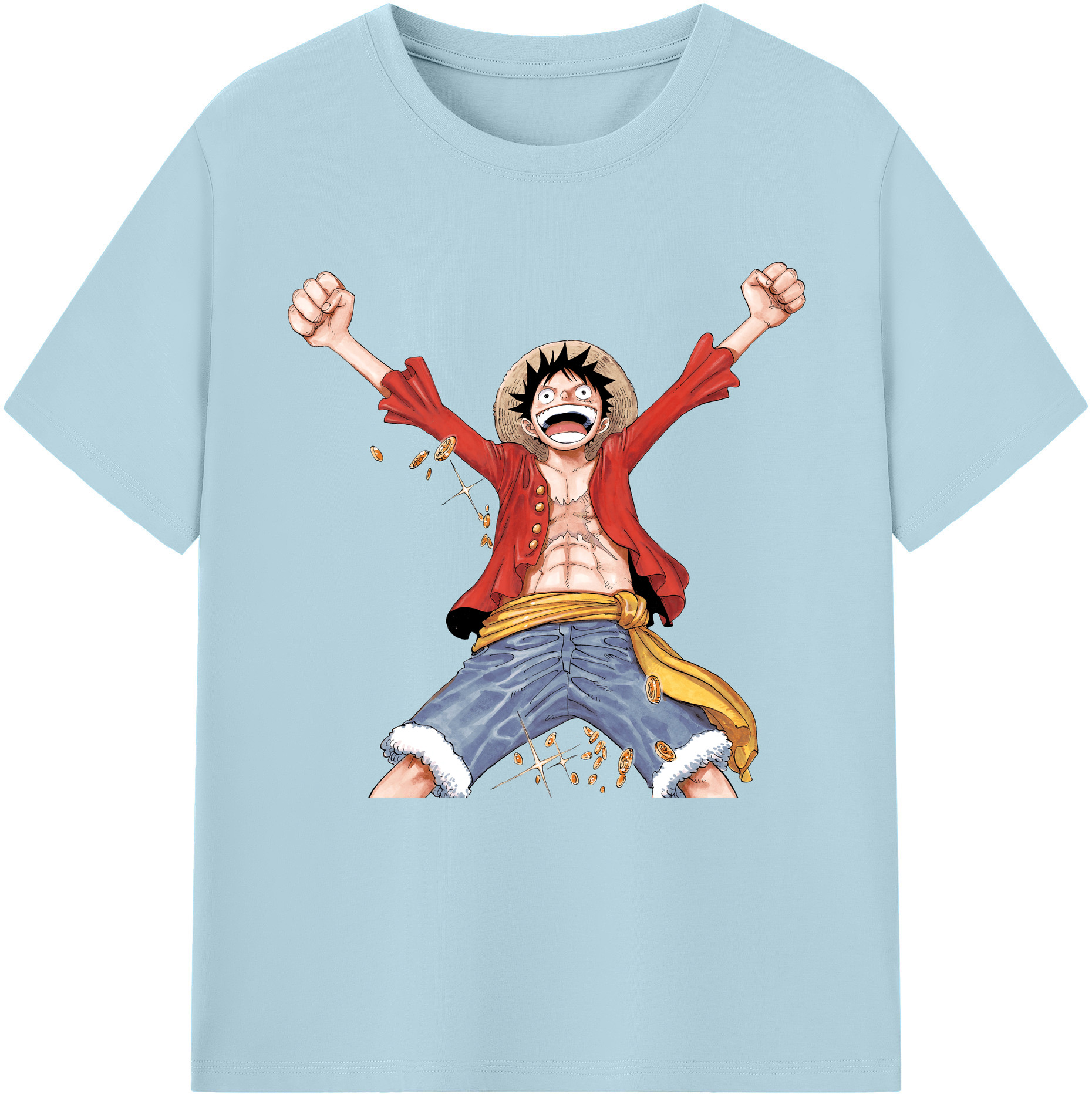 ワンピース モンキー・D・ルフィ ONE PIECE Monkey D. Luffy 綿100％半袖Tシャツ（フロントプリント）